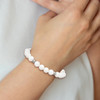 Lex & Lu Stainless Steel Polished White Ceramic Beaded Stretch Bracelet - 4 - Lex & Lu