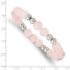 Lex & Lu Stainless Steel Polished Pink Quartz Beaded Stretch Bracelet - 3 - Lex & Lu