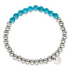 Lex & Lu Stainless Steel Polished Synthetic Turquoise Beaded Stretch Bracelet - 2 - Lex & Lu