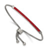 Lex & Lu Stainless Steel Polished with Red Glass Adjustable Bracelet - Lex & Lu