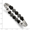 Lex & Lu Stainless Steel Antiqued & Polished w/Lava Stone Beads Stretch Bracelet - 3 - Lex & Lu