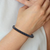 Lex & Lu Stainless Steel Polished Black and Blue Braided Leather 8.25'' Bracelet - 4 - Lex & Lu