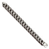 Lex & Lu Stainless Steel Brushed Polished & Textured Brown Leather 8.5'' Bracelet - 2 - Lex & Lu