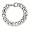 Lex & Lu Stainless Steel Polished and Textured 14.5mm Curb 8'' Bracelet - 3 - Lex & Lu