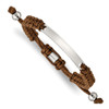 Lex & Lu Stainless Steel Polished Brown Nylon Adjustable ID Bracelet - Lex & Lu