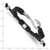 Lex & Lu Stainless Steel Brushed Fishing Hook Black Nylon Adjustable Bracelet - 2 - Lex & Lu