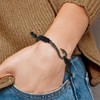 Lex & Lu Stainless Steel Brushed Gun Metal IP Fishing Hook Black Nylon Bracelet - 4 - Lex & Lu