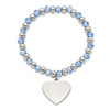 Lex & Lu Stainless Steel Pol. w/Blue Glass Beads Heart Dangle Stretch Bracelet - 2 - Lex & Lu