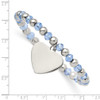 Lex & Lu Stainless Steel Pol. w/Blue Glass Beads Heart Dangle Stretch Bracelet - 3 - Lex & Lu