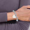 Lex & Lu Stainless Steel Pol. w/Blue Glass Beads Heart Dangle Stretch Bracelet - 4 - Lex & Lu