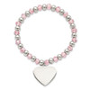Lex & Lu Stainless Steel Pol. w/Pink Glass Beads Heart Dangle Stretch Bracelet - 2 - Lex & Lu