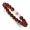 Lex & Lu Stainless Steel Polished with Enamel Medical ID Padauk Wood Bracelet - Lex & Lu