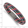 Lex & Lu Stainless Steel Antiqued & Polished Multi-Color Leather w/Wire Bracelet - 3 - Lex & Lu