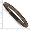 Lex & Lu Stainless Steel Brushed Black IP-plate Blk/Brown Leather 8.25'' Bracelet - 3 - Lex & Lu