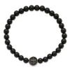 Lex & Lu Stainless Steel Antiqued & Polished Black Agate Cross Stretch Bracelet - 2 - Lex & Lu