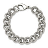 Lex & Lu Stainless Steel Polished and Textured 14.5mm Curb 8.25'' Bracelet - 3 - Lex & Lu