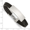 Lex & Lu Stainless Steel Polished Black Leather Multi Strand 8'' ID Bracelet - 3 - Lex & Lu