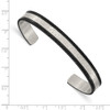 Lex & Lu Stainless Steel Brushed Polished & Hammered Black IP Wire Edge Bangle - 3 - Lex & Lu