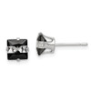 Lex & Lu Sterling Silver Black and White Colored CZ 6mm Square Post Earrings - Lex & Lu