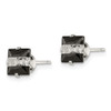 Lex & Lu Sterling Silver Black and White Colored CZ 6mm Square Post Earrings - 2 - Lex & Lu