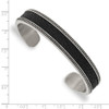 Lex & Lu Stainless Steel Antiqued, Polished w/Textured Leather Inlay 12mm Bangle - 3 - Lex & Lu