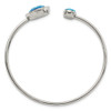 Lex & Lu Stainless Steel Polished with Blue and Clear CZ Bangle - 2 - Lex & Lu