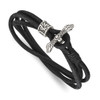 Lex & Lu Stainless Steel Antiqued & Polished Snake Suede 16.5'' Wrap Bracelet - Lex & Lu