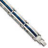 Lex & Lu Stainless Steel Polished Blue IP-plated 8.5'' Link Bracelet - Lex & Lu