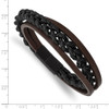Lex & Lu Stainless Steel Brushed Black IP Black/Brown Leather Bracelet 8.25'' - 3 - Lex & Lu
