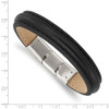 Lex & Lu Stainless Steel Polished Black Leather w/.5'' ext 7.75'' Bracelet LAL5532 - 3 - Lex & Lu