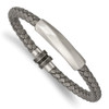 Lex & Lu Stainless Steel Antiqued and Brushed Grey Leather 8.25'' Bracelet - Lex & Lu