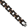 Lex & Lu Stainless Steel Polished, Textured Black, Brown IP 8.25'' Link Bracelet - Lex & Lu