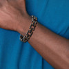 Lex & Lu Stainless Steel Polished, Textured Black, Brown IP 8.25'' Link Bracelet - 4 - Lex & Lu