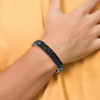 Lex & Lu Stainless Steel Polished Black IP-plated 9'' Link Bracelet - 4 - Lex & Lu