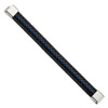 Lex & Lu Stainless Steel Polished Black/Blue Braided Leather 8.25'' Bracelet - 2 - Lex & Lu