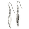 Lex & Lu Stainless Steel Antiqued, Pol. w/Black Crystal Wings Dangle Earrings - 2 - Lex & Lu