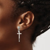 Lex & Lu Stainless Steel Polished Cross Dangle Front and Back Post Earrings - 3 - Lex & Lu