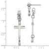 Lex & Lu Stainless Steel Polished Cross Dangle Front and Back Post Earrings - 4 - Lex & Lu