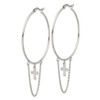 Lex & Lu Stainless Steel Polished Cross Dangle Hoop Earrings - 2 - Lex & Lu