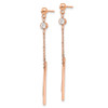 Lex & Lu Stainless Steel Polished Rose IP-plated w/Crystal Bar Dangle Earrings - 2 - Lex & Lu