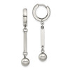 Lex & Lu Stainless Steel Polished with Bar & Ball Dangle Hinged Hoop Earrings - Lex & Lu