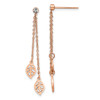 Lex & Lu Stainless Steel Polished Rose IP-plated with CZ Leaf Dangle Earrings - Lex & Lu