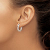 Lex & Lu Stainless Steel Polished Rose IP with Crystals Heart Hoop Earrings - 3 - Lex & Lu