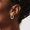 Lex & Lu Stainless Steel Polished with Preciosa Crystal 2mm Hinged Hoop Earrings LAL5729 - 3 - Lex & Lu