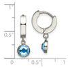 Lex & Lu Stainless Steel Polished w/Blue Preciosa Crystal Dangle Hoop Earrings - 4 - Lex & Lu
