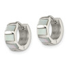 Lex & Lu Stainless Steel Polished with Shell Pearl Hinged Hoop Earrings LAL5743 - 2 - Lex & Lu