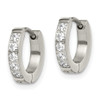 Lex & Lu Stainless Steel Polished with CZ 2.5mm Hinged Hoop Earrings - 2 - Lex & Lu