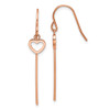 Lex & Lu Stainless Steel Pol. Rose IP Heart/Bar Dangle Shepherd Hook Earrings - Lex & Lu