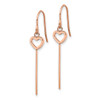 Lex & Lu Stainless Steel Pol. Rose IP Heart/Bar Dangle Shepherd Hook Earrings - 2 - Lex & Lu