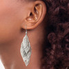 Lex & Lu Stainless Steel Polished Leaves Dangle Shepherd Hook Earrings - 3 - Lex & Lu